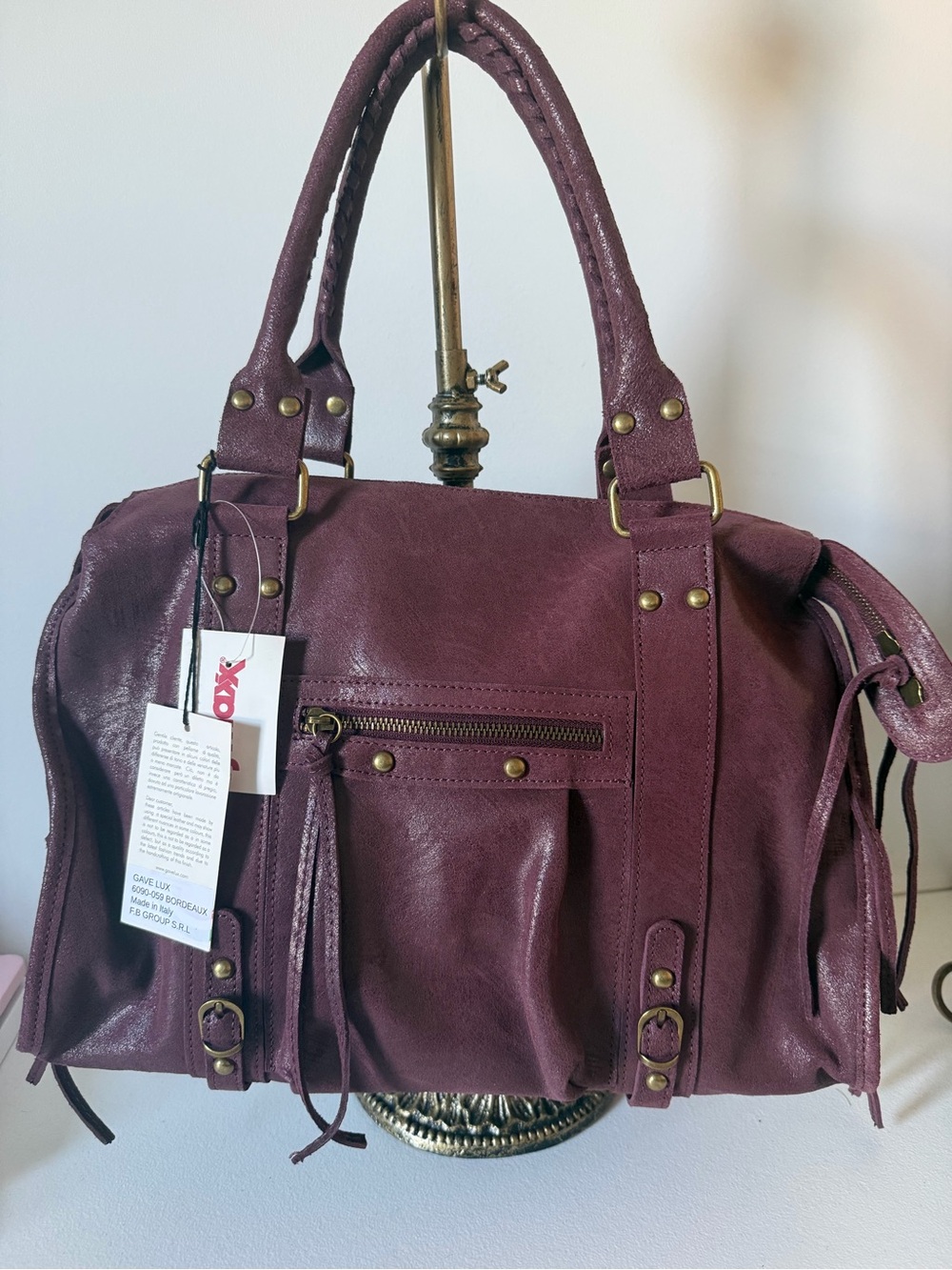 Gave Lux Large Burgundy Leather Tote Bag NWT